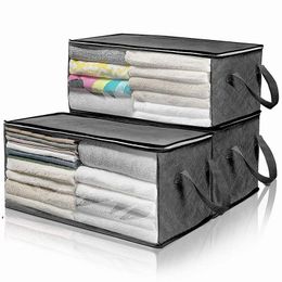 Foldable Comforter Storage Bag Household Non-Woven Clothing Storaged Box Dustproof Quilt Storing Bra Socks Wardrobe Organiser CCB9295