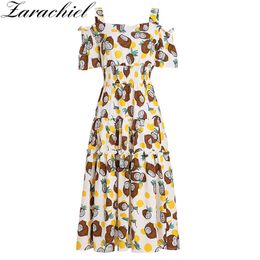 Women Summer Flower Print Sexy Off Shoulder Elastic Spaghetti Strap Boho Floral Beach Party Dress Ladies Elegant Sundress 210416