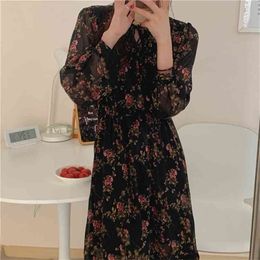 Elegance Office Lady Women Chic High Waist Large Size V-Neck Sexy Chiffon Streetwear Stylish Female Long Dresses 210525