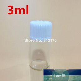 Free 100/lot 3ML Clear Glass Bottles 3CC Brown Mini Small Sample Vials Essential Oil Bottle White screw thread cap