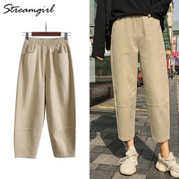 Loose Cargo Pants For Women Summer High Waist Elastic Pants Boyfriend Sweatpants Women's Trousers Plus Size Capris For Women 210421