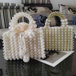 Pearl Beaded Women's Mini Handbag Wedding Evening Clutch Bag for Bridal Luxury Elegant Party Purse ZD1942 210823