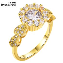 DreamCarnival Wedding Ring Light Gold Colour ZIrcon Jewellery Anniversary Wife Gift Female Amazing Price SJ24580G 211217