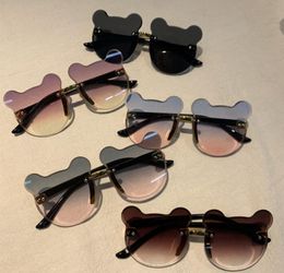 Children Sunglasses Cartoon Bear Shades Boys Girls Eyewear Cute Kids Sun Glasses UV400 PC Clear Lense Rimless