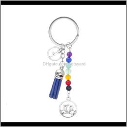 Favor Event Festive Party Supplies Home & Gardencolorful Chakra Stone Lotus Tassel Reiki Healing Yoga Natural Beaded Pendant Keychain Aessori