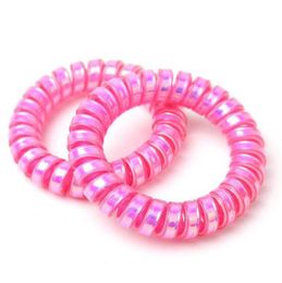 colored rings UK - 2021 new Pink colored Telephone Wire Cord Headbands for Women Elastic Hair Bands Rubber Ropes Hair Ring Girls Hair Accessories fast ship