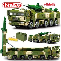 City WW2 Ballistic Missile Trucks Model Bricks Military Battle Army Car Vehicle Building Blocks Figures Toys For Children Kids X0902