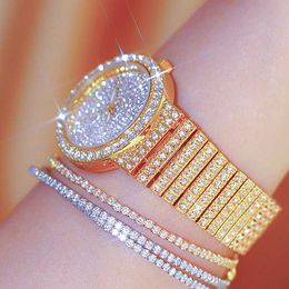 Bs Bee Sister Women Watch Famous Luxury Brands Full Diamond Female Wristwatches Gold Ladies Watches Relogio Feminino 210527