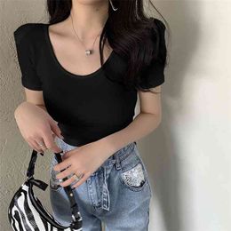 WWENN Korean Solid Color T shirt Women Clothes Sexy Crop Tops Female Short Sleeve T-Shirt Summer Top Tee Shirt Femme 210507