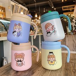 general cartoon NZ - Cartoon cute girl printing heat preservation coffee Tumblers office home general business direct drinking glass with handle