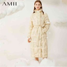 Minimalism Winter Coat Women Fashion Letter Printed Belt Causal 95%White Duck Down 's Jacket 12040829 210527