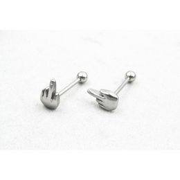 LOT50 ADET Shippment Vücut Piercing Takı-Cerrahi Çelik Punk Parmak Dil Yüzük Bar Meme Halterler 14GX18mm Vida