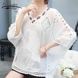 summer blouse for women white shirts batwing sleeve plus size s tops and s 4483 50 210508