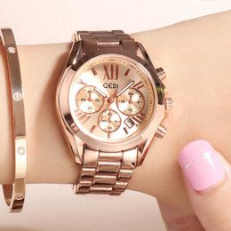 Luxury Rose Gold Women Casual Watch Waterproof Calendar Unique Quartz Business Dress Watches for Female Golden Lady Clock 210616