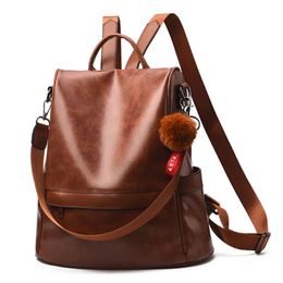 Outdoor Bags Waterproof Travel Backpack For Women Anti Theft Back Opening Large Capacity Girls PU Leather Notebook