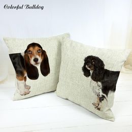 basset hounds UK - Cushion Decorative Pillow Decorative Pillows For Home Sofa Car Seat Bichon Labrador Siberian Husky Basset Hound Greyhound Schnauzer Cushion