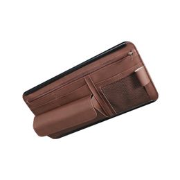 Car Organiser Auto Styling Truck SUV Sun Visor Storage Holder Zipper Document Bag PU Leather For Card Glasses Tidying Universal