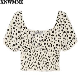 Fashion Retro White Leopard Print blusas mujer de moda Women V Neck blouse Vintage shirt women harajuku Top 210520