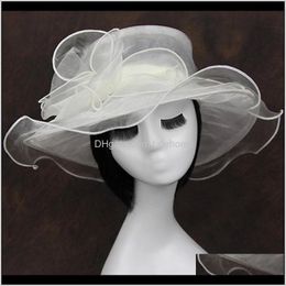 Caps Hats, Scarves & Gloves Fashion Aessories Drop Delivery 2021 Summer Kentucky Derby Wide Brim Sun Wedding Church Sea Beach Hats For Women