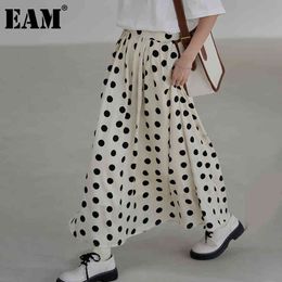 [EAM] High Elastic Waist Dot Printed Casual Long Temperament Half-body Skirt Women Fashion Spring Summer 1DD8756 21512