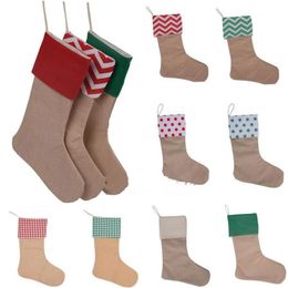 Canvas Christmas Stocking Gift Bags Decorations Xmas stock Large Plain Burlap Decorative Socks WLL685