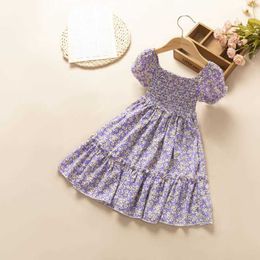 2021 summer children's blue flower cute dress toddler girl luxury dresses toddler girls Q0716