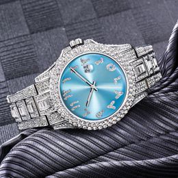 Ice Out Men's Watches Square Diamond Blue Calendar Dial Dropshipping New Relogio Masculino Watch