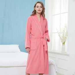 Women's Sleepwear Women Casual Cotton Bathrobe Autumn Winter Plush Long Robe Thick Warm Plus Size Nightgown Female Loose Home Wear