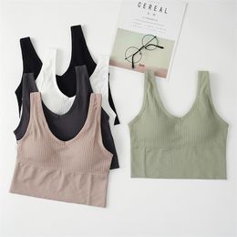 Crop Tops Women Sexy Bra Tube Female Sleeveless Seamless Sports Camis Cotton Tee Bandeau Basic Tank Streetwear 210507