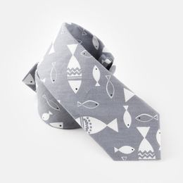 slim ties UK - 6cm Necktie's Tie For Mens Fish Cotton Slim Gravata Neckwear Casual Male Necktie Gifts Cravat Custom Logo Neck Ties