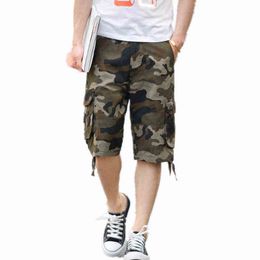 New Summer Camouflage Cargo Shorts Men Loose Men's Plus Size Military Trousers Casual Short Pants H1210