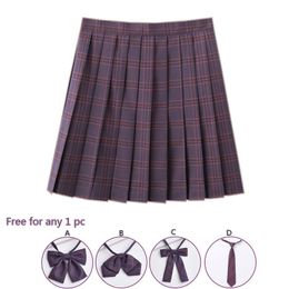 Lovely Girls Summer Purple Plaid A-line Skirts Teenage High Waist Women Pleated Skirt JK School Uniform Students Cloths