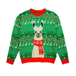 Women Christmas Deer Warm Knitted Long Sleeve Sweater Jumper Tops O-Neck Casual Ugly Blouse Christmas Sweater Y1118