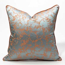 Cushion/Decorative Pillow Abstract Orange Geometric Jacquard Cushion Cover High Precision Embroidery Decorative Pillows Home Decor Sofa Chai