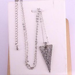 Pendant Necklaces 6PCS, Antique Silver Color Pave Clear CZ Crystal Geometric Pendants Fashion Jewelry Metal Chain Vintage Gift For Women Men
