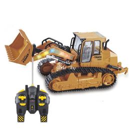 E5 Remote Control Tractor Shovel Toy, Electric/RC Car, Bulldozer, 2.4G 5 Channel Engineering Vehicle, with Simulation Sound& Lights, Christmas Kid Birthday Gift, 2-2