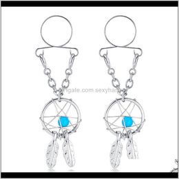 Style Small Dream Catcher Fake Adjustable Ring Pendant Nipple Piercing Rings For Female Body Jewellery K5Yrx 6Dvob