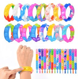 Fidget Toy Bubble Bracelet Mini Simple Dimple Colour Silicone Push Bubble Bracelets Figure Decompression Kids Toys