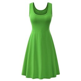 Summer Dress Women Fruit Green 15 Colors S-4XL Sleeveless 20 New Black Plus Size High Waist Pleated Dress Vestido Feminina CX800 210331