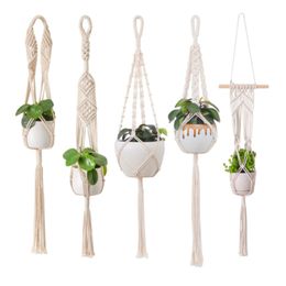 9 styles Handmade rope Flower Pot Net Bag Garden Decoration Plant Hanging Basket Macrame Plants Hanger Holder Rope 75cm to 110cm