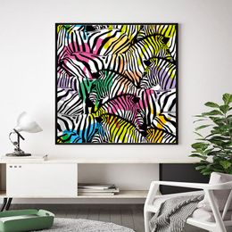 Colourful Zebra Paintings Wall Art Posters and Prints For Living Room Modern Animal Cuadros Decoration Big Size Canvas Art