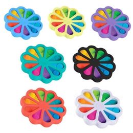 Rainbow Sunflower Fidget Board - 15CM Big Size Sensory Bubble Poppers with Push Bubbles Pad, Squeeze puzzle montessori, Vent Ball, and Simple Tiktok Toy - H483MSY