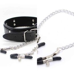 Nxy Adult Toys Bdsm Sexy Metal Nipple Clips Clitoris Clamps Collar Bondage Accessories Flirt Training Female Erotic Toys for Couples Masochism 1217