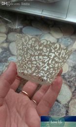 Wholesale-Kimisohand 100 Filigree Little Vine Lace Laser Cut Cupcake Wrapper Liner Baking Cup