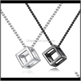 Necklaces & Pendants Jewellery Drop Delivery 2021 Vj Europe Retro Square Hollow Necklace Chain Titanium Steel 3D Pendant Accessories For Men Wo
