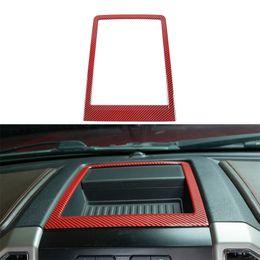 ABS Center Console Storage Compartment Decorative Frame For Ford F150 15+ Red Carbon Fiber