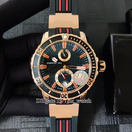 New Diver 266-10-3/92 Automatic Mens Watch Rose Gold Case Black Dial Date Rubber Strap Gents Sport Watches