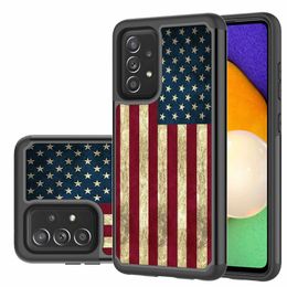 USA American Flag Marble Shockproof Cases for Samsung S21 plus A52 A72 A12 A32 A42 5G S21FE PC +TPU Hybrid cover