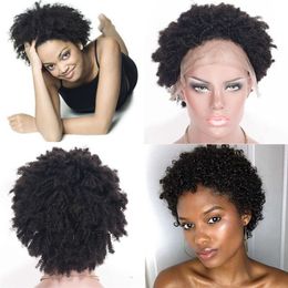 Short Kinky Curly Remy Hair Wigs Brazilian Human Hair 13x4 Lace Front Wig For Black Women 130%