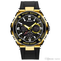 SANDA Fashion Electronic Watch Luxury LED Digital military Sport climbing Wrist Men s Silicone strap waterproof Casual Watche